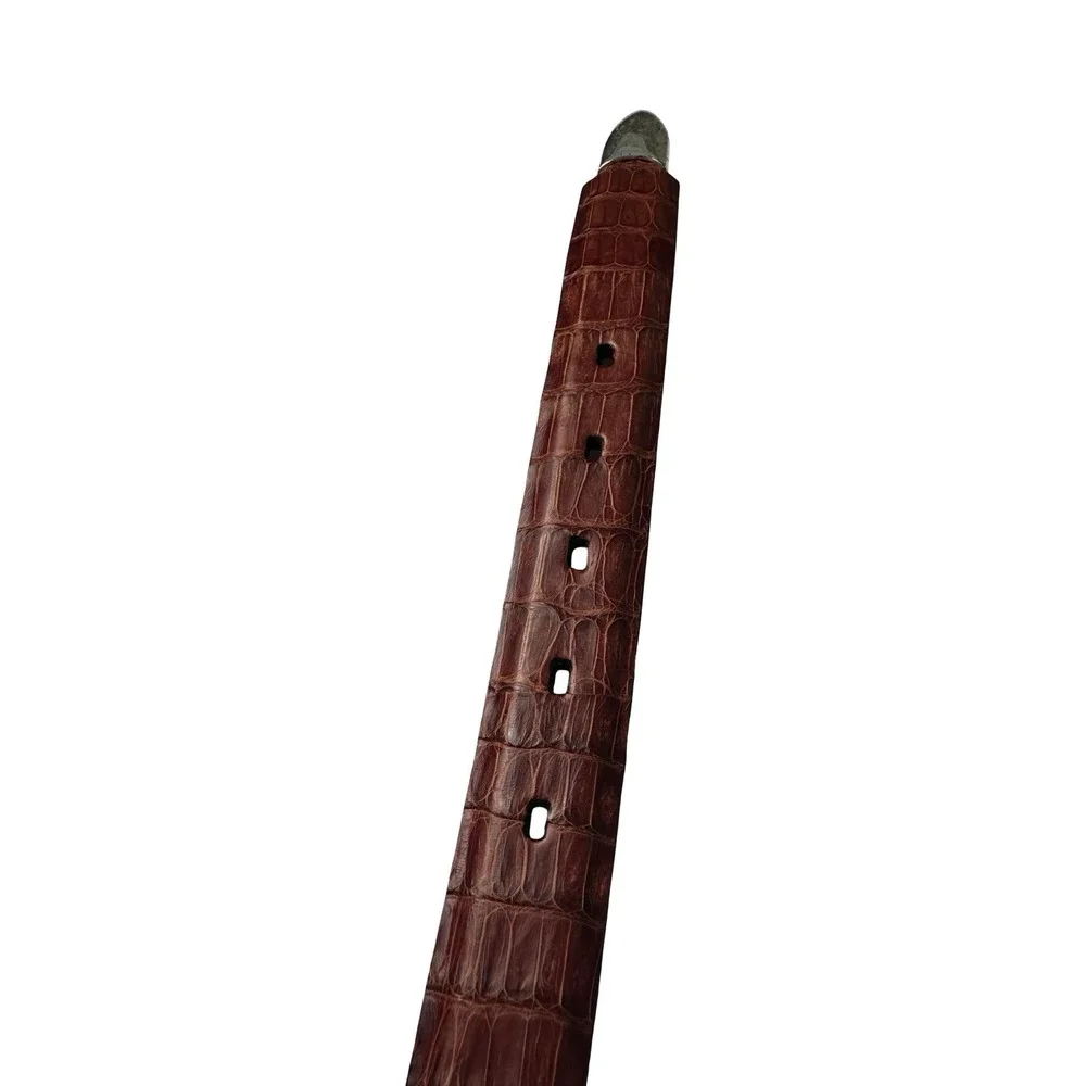 Bespoke Brown Genuine Crocodile Mens 1.25 Inch Belt Size 34 Made in USA